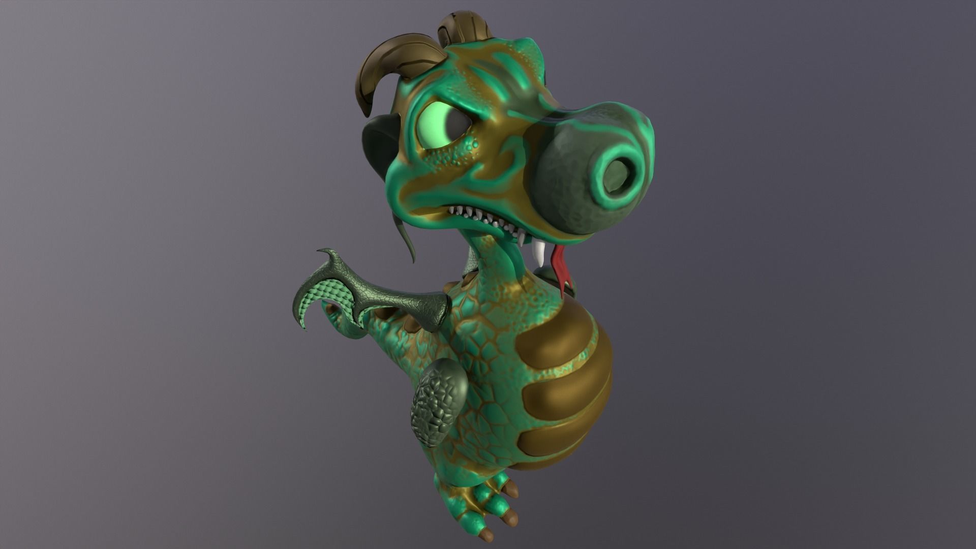 Cute Dragon Low-poly 3D model_3
