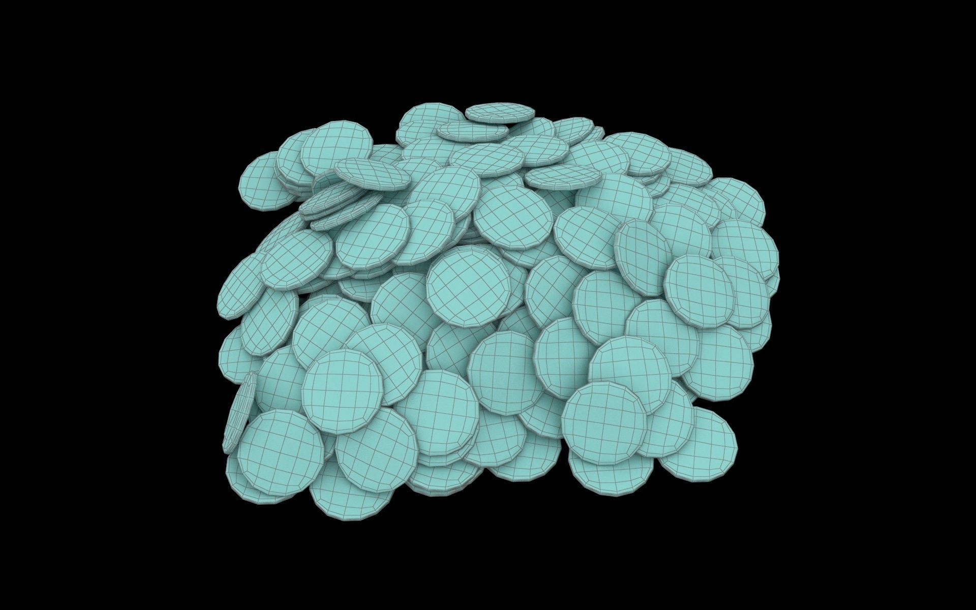 Old Golden Coin Pile PBR 3D model_9
