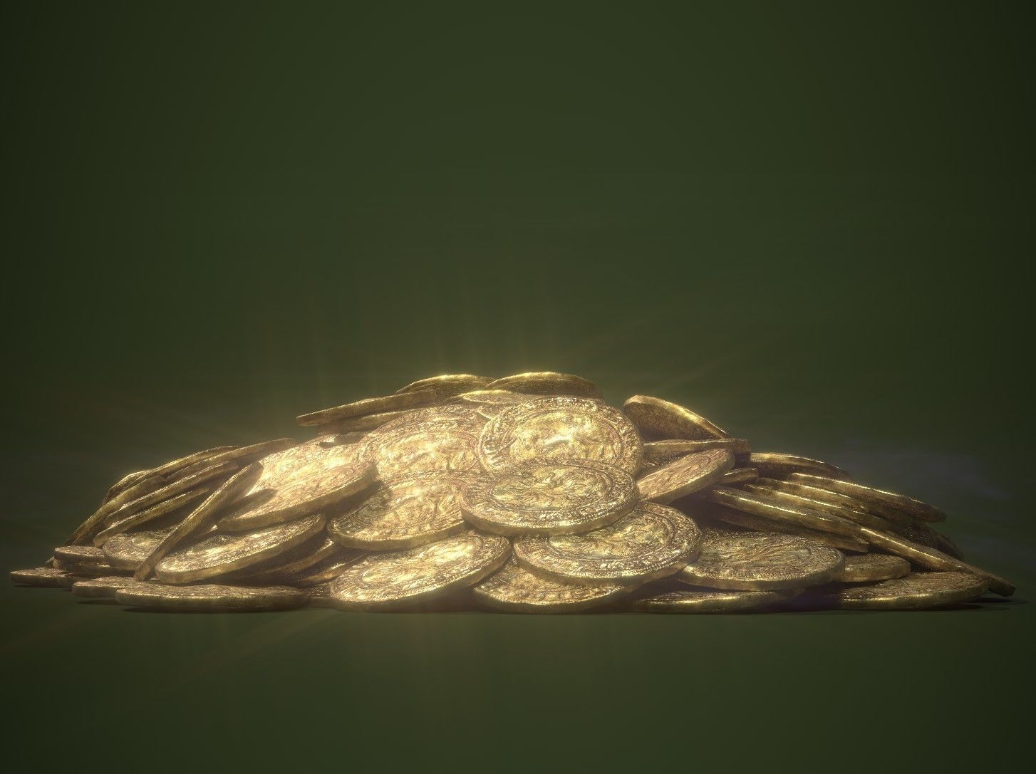 Old Golden Coin Pile PBR 3D model_5