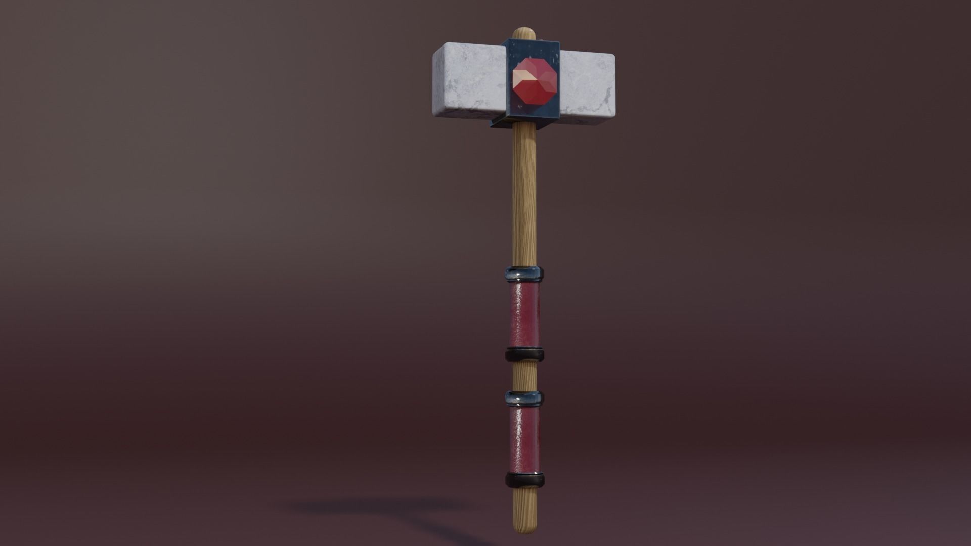 Stone hammer Low-poly 3D model_2