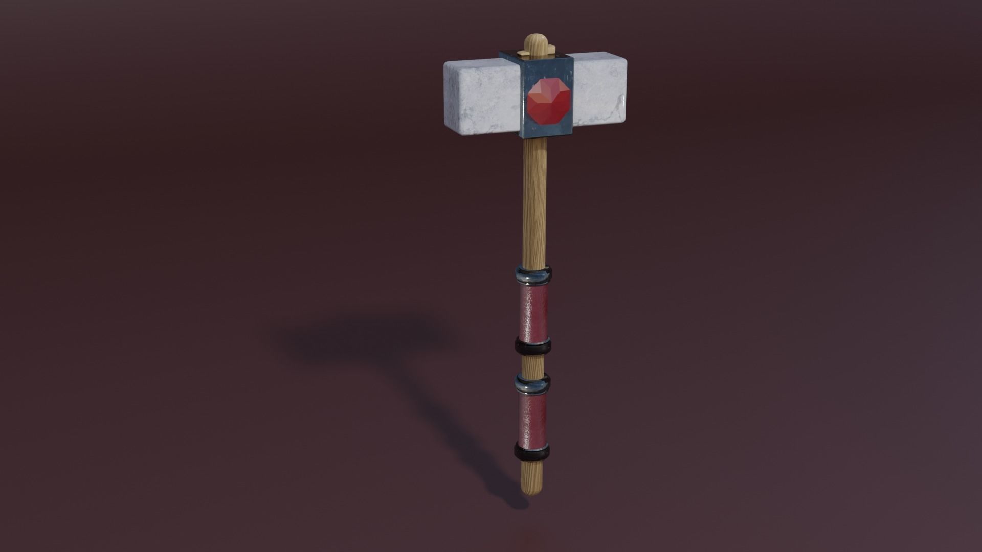 Stone hammer Low-poly 3D model_5