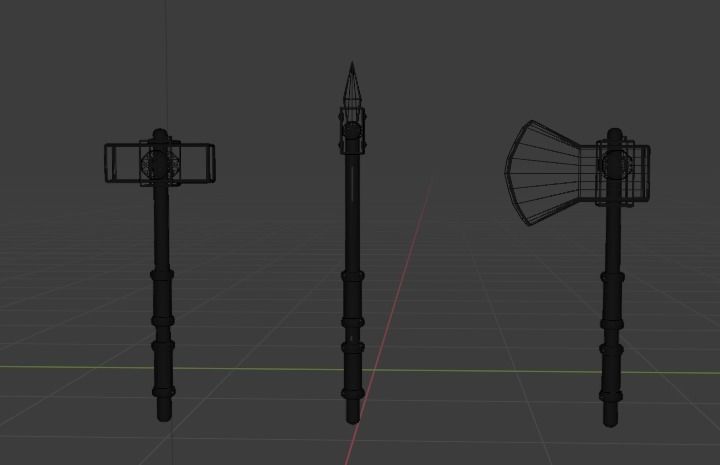 Stone weapons set Low-poly 3D model_9