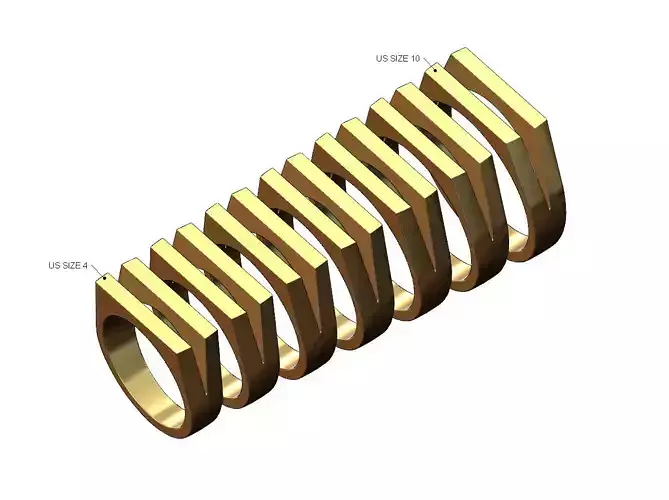 Split rectangular fashion band US size 4to10 