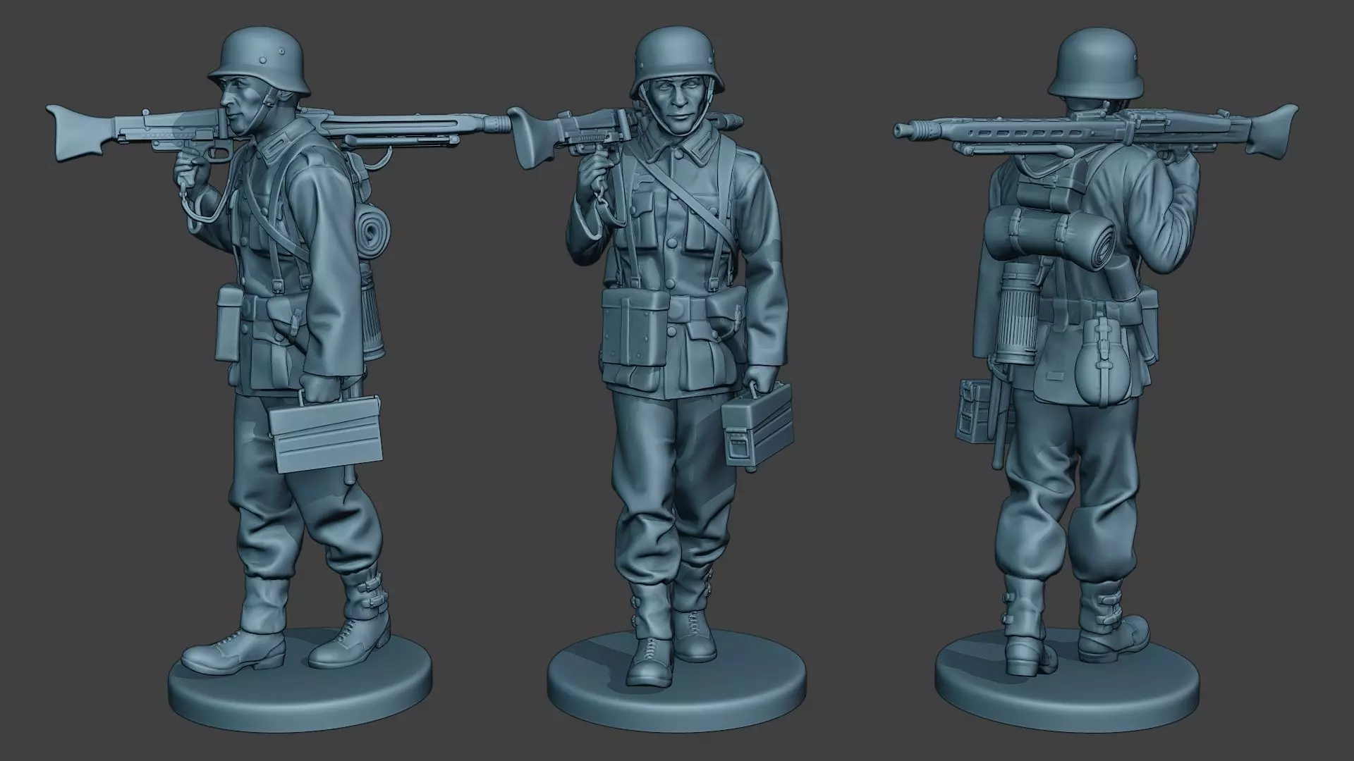 German soldier ww2 MG42 Walk G7 3D print model