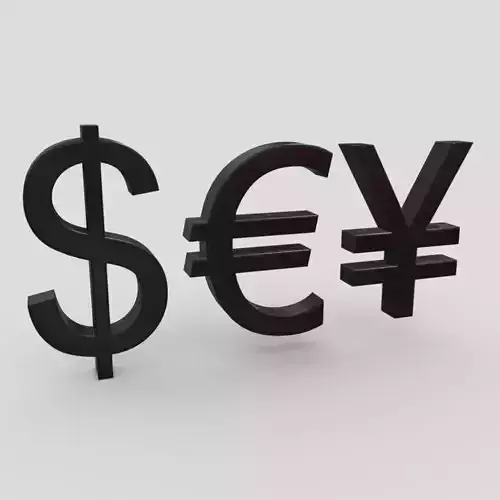 Currency Symbols Low-poly 3D model