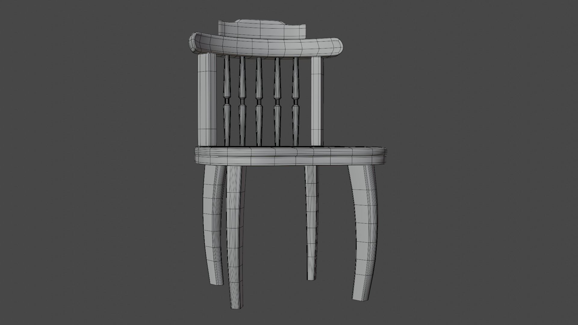 classic wood chair Low-poly 3D model_6