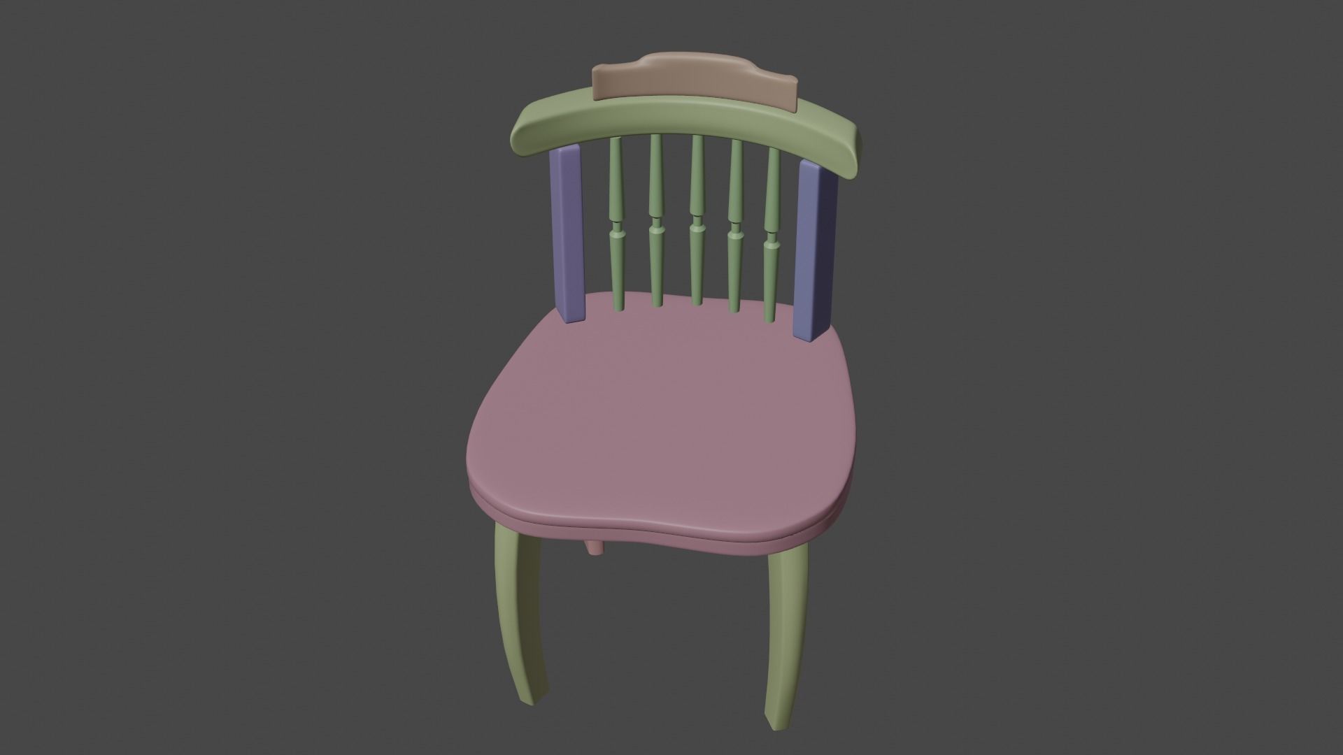 classic wood chair Low-poly 3D model_15