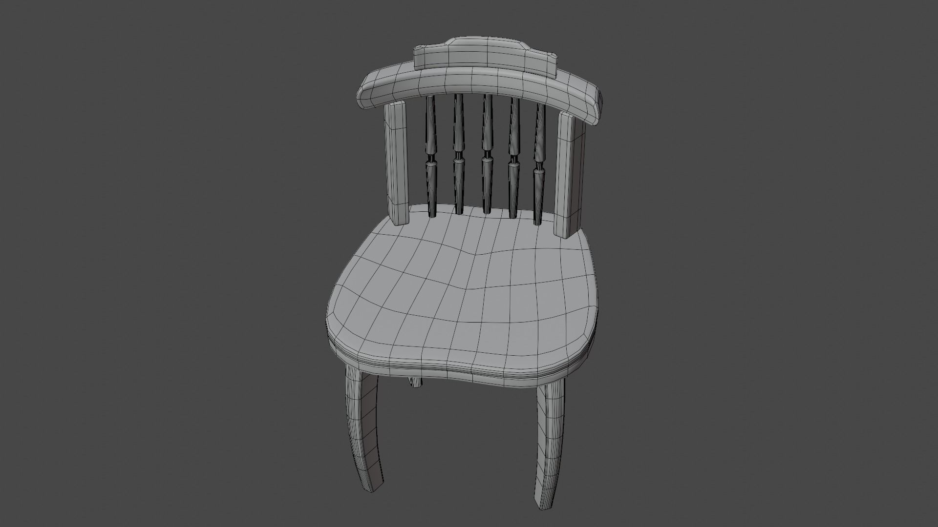 classic wood chair Low-poly 3D model_7