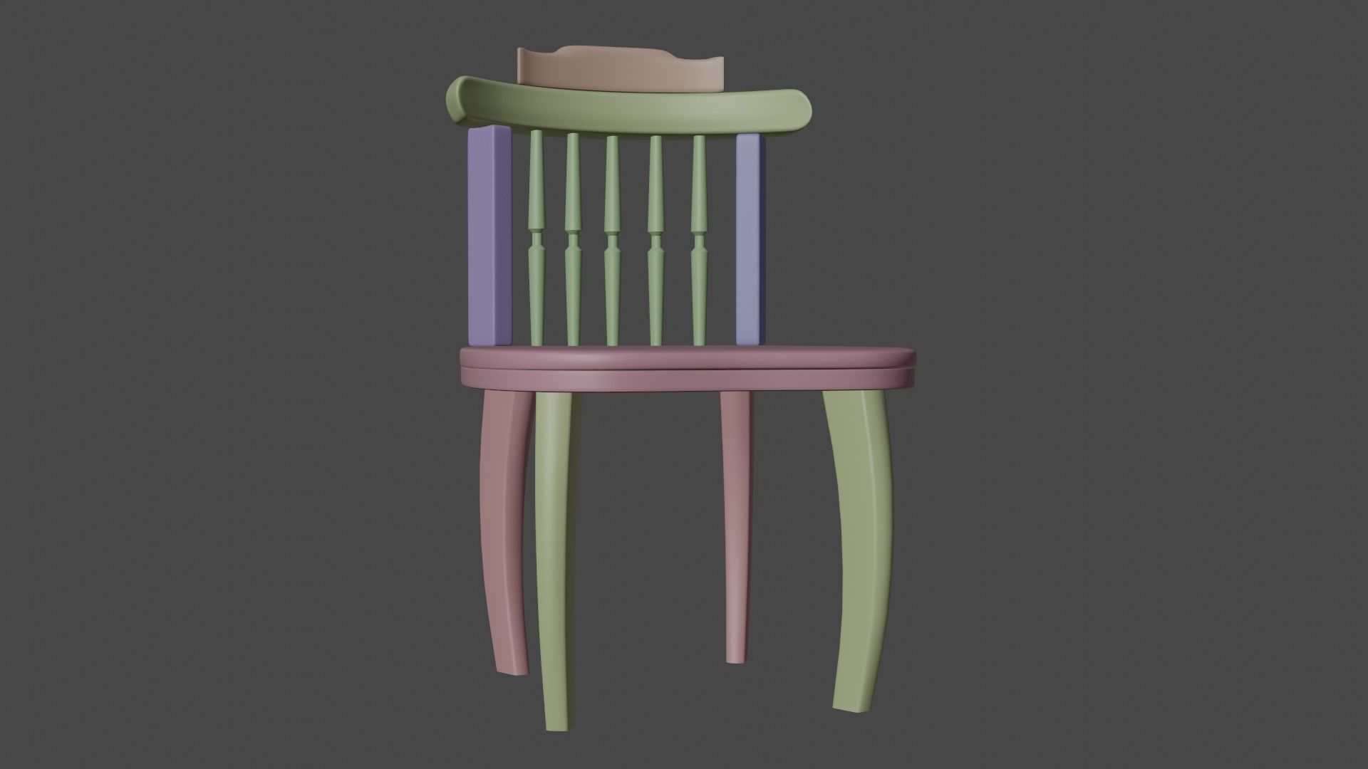classic wood chair Low-poly 3D model_14