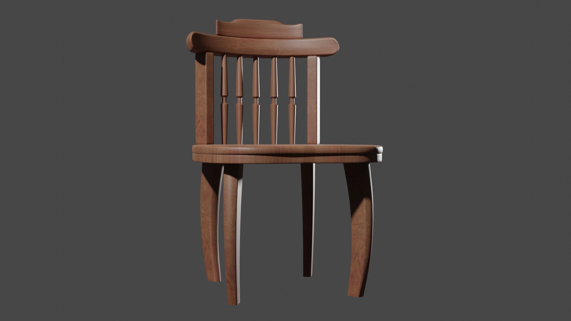 classic wood chair Low-poly 3D model_2