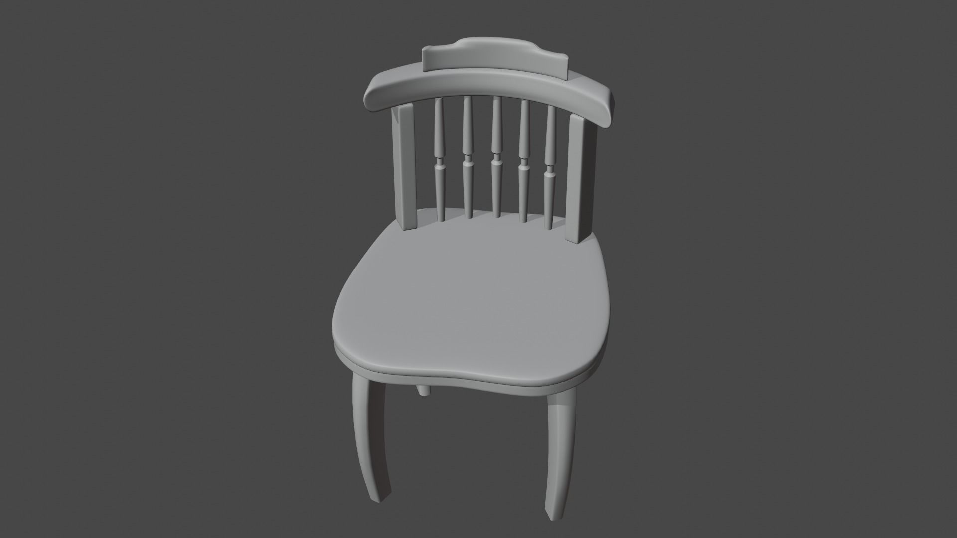 classic wood chair Low-poly 3D model_11