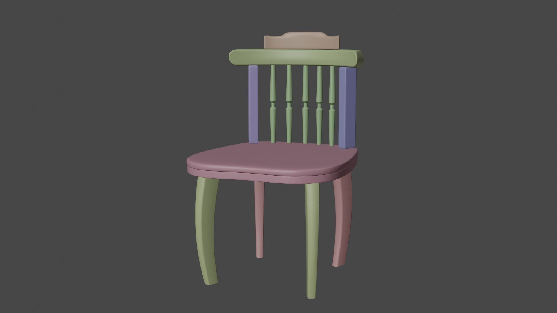 classic wood chair Low-poly 3D model_13
