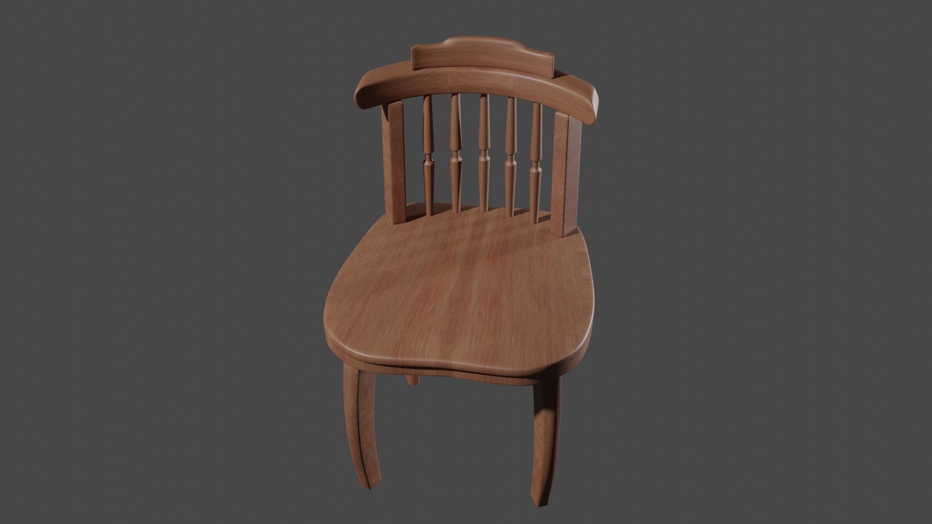 classic wood chair Low-poly 3D model_3