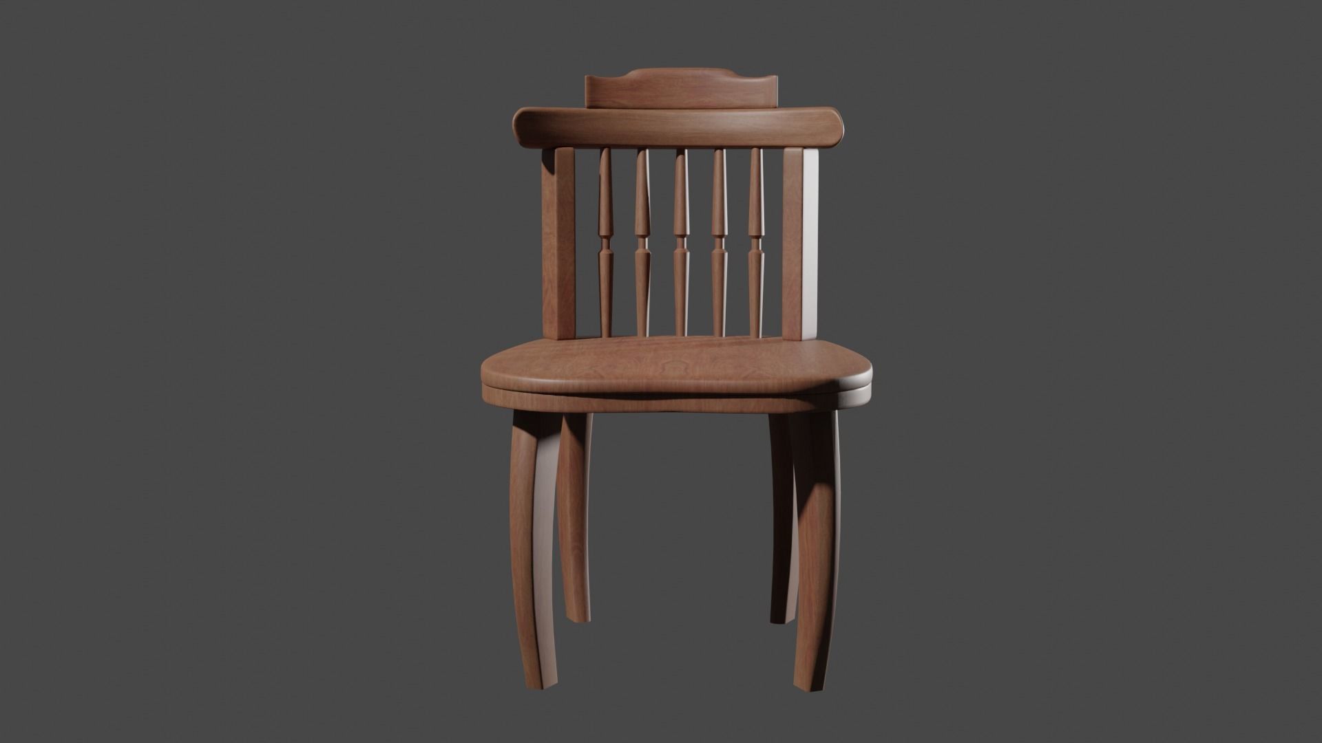classic wood chair Low-poly 3D model_4