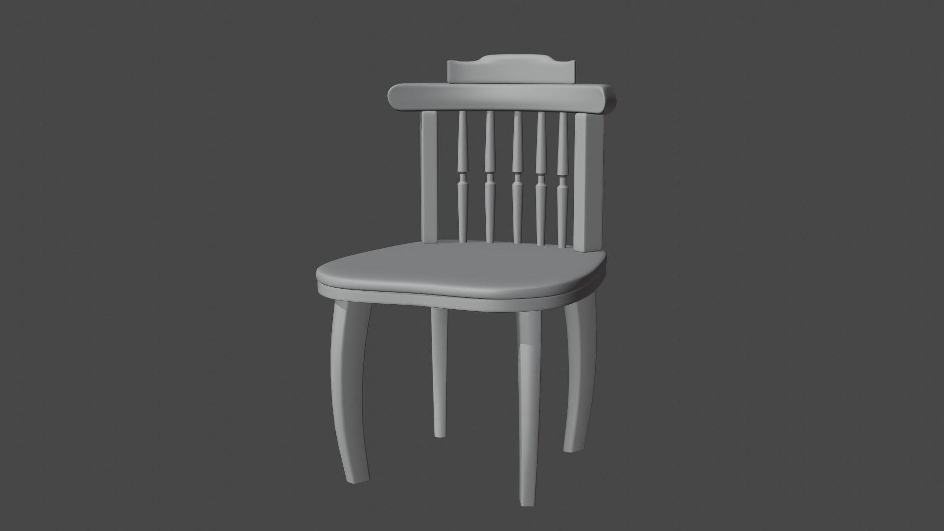 classic wood chair Low-poly 3D model_9