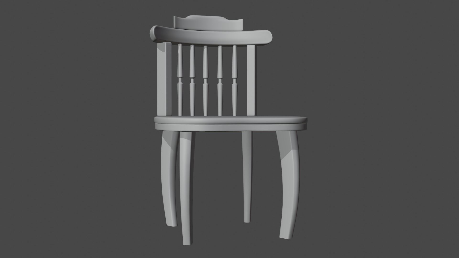 classic wood chair Low-poly 3D model_10