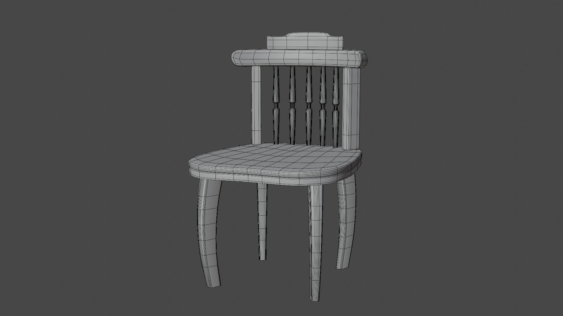 classic wood chair Low-poly 3D model_5