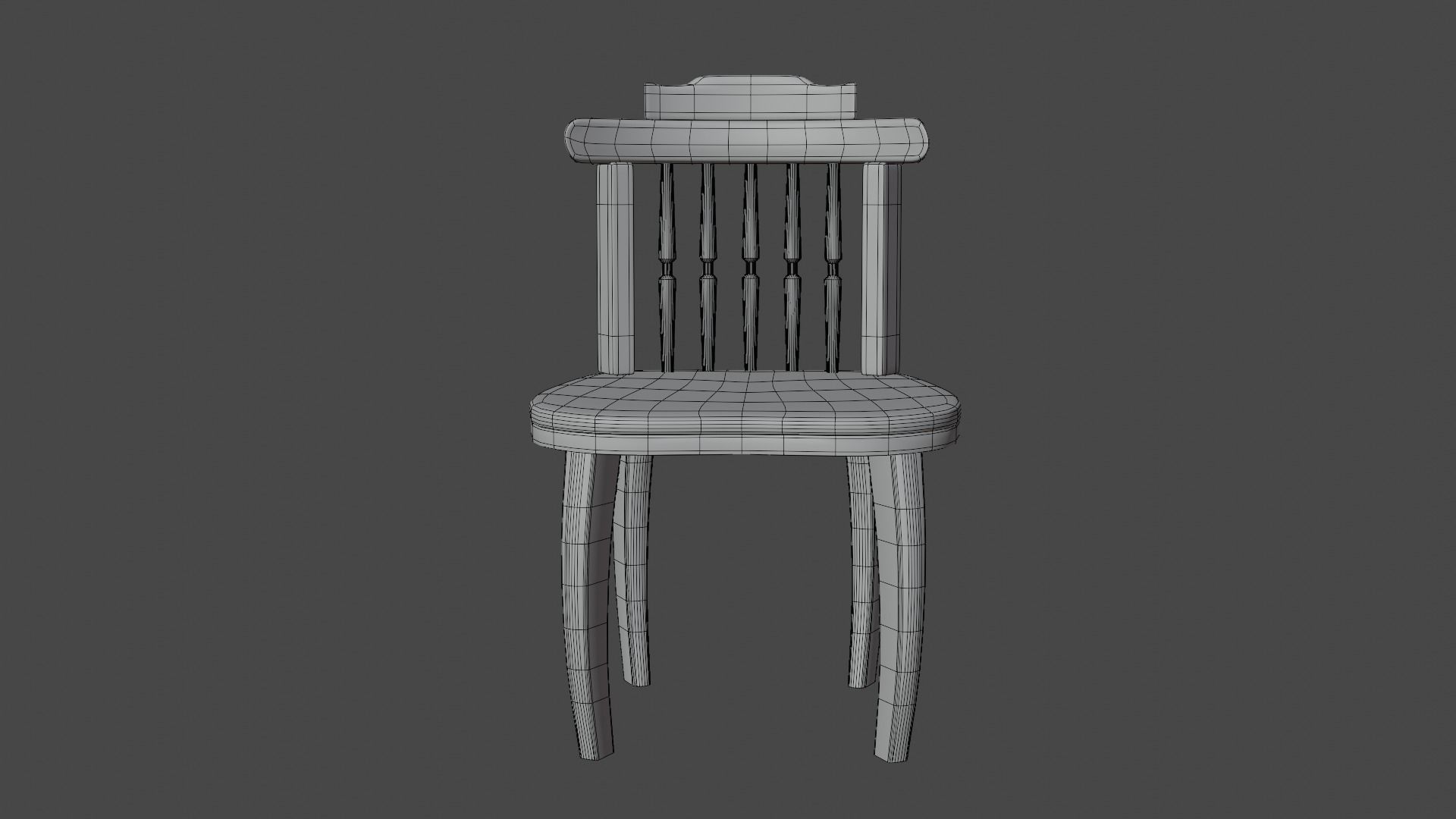 classic wood chair Low-poly 3D model_8