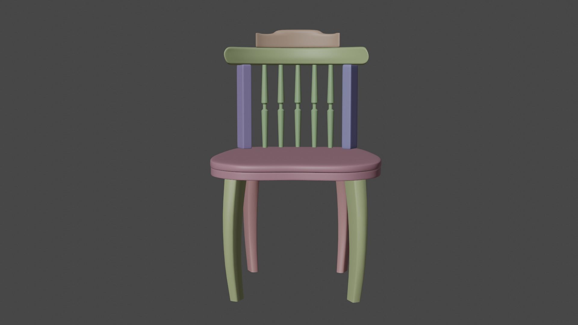 classic wood chair Low-poly 3D model_16