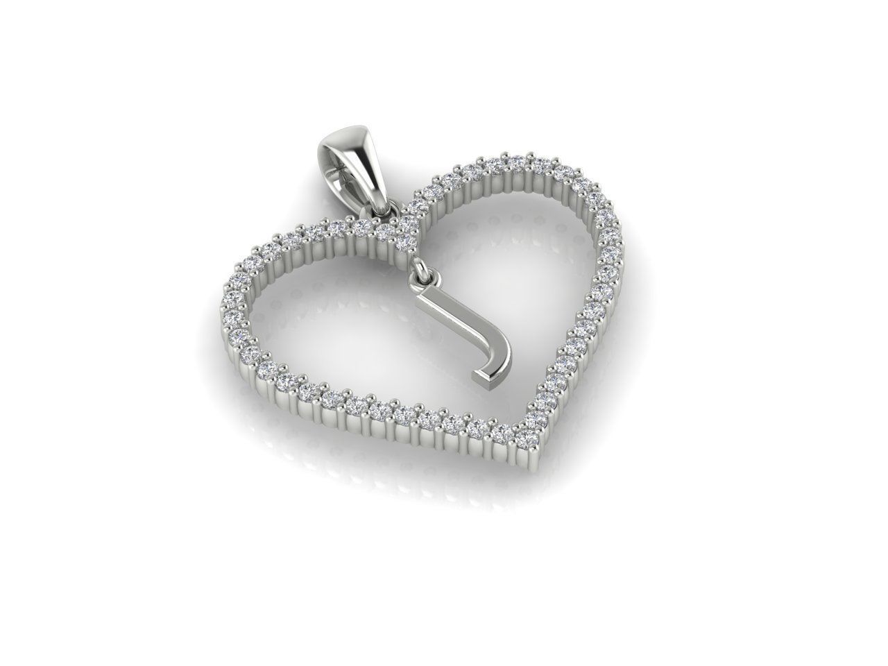 Heart Alphabet J 3D print model_5