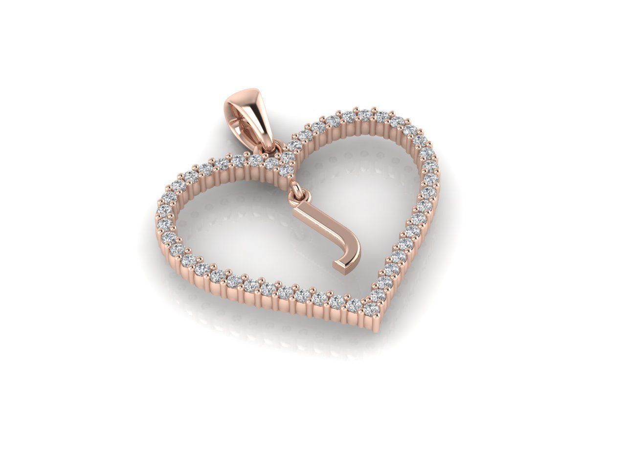 Heart Alphabet J 3D print model_4