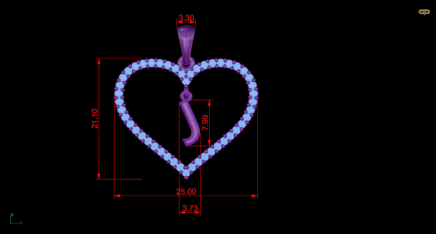 Heart Alphabet J 3D print model_9