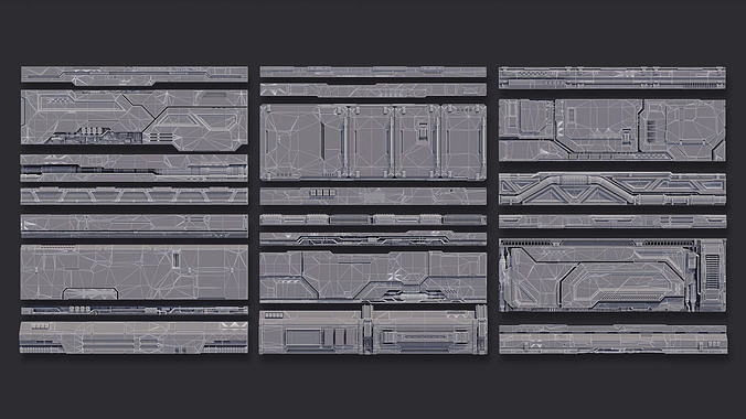 Sci-Fi Architecture Panels Kit Vol 02 Walls-PBR Low-poly 3D model 3