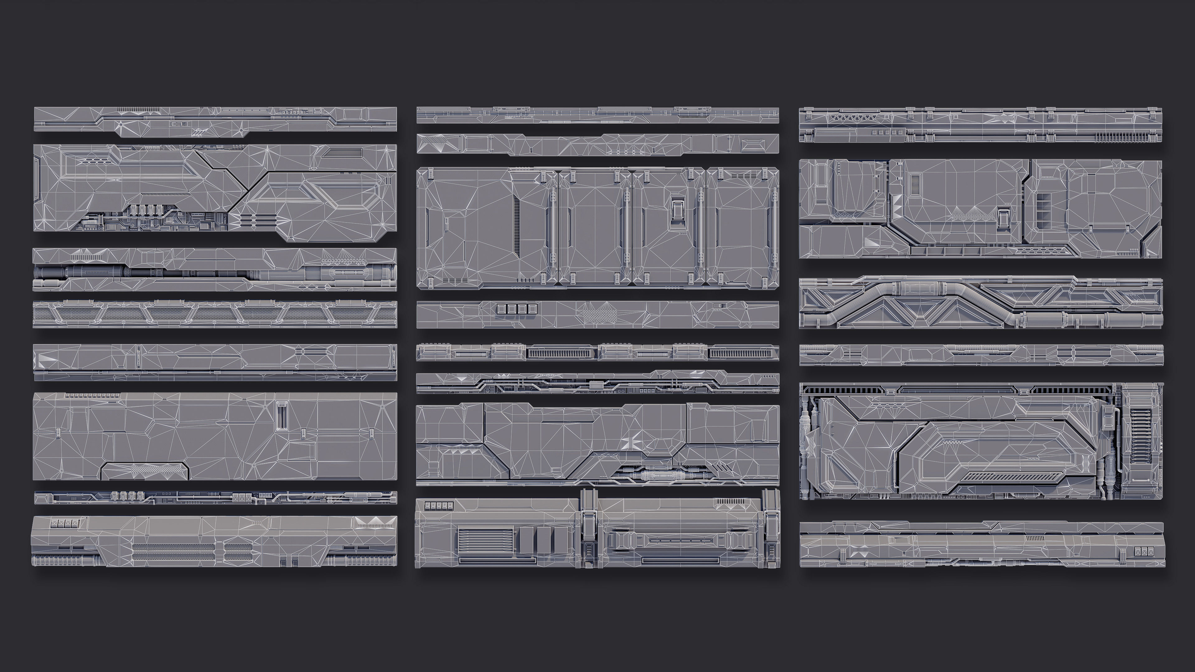 Sci-Fi Architecture Panels Kit Vol 02 Walls-PBR Low-poly 3D model_2