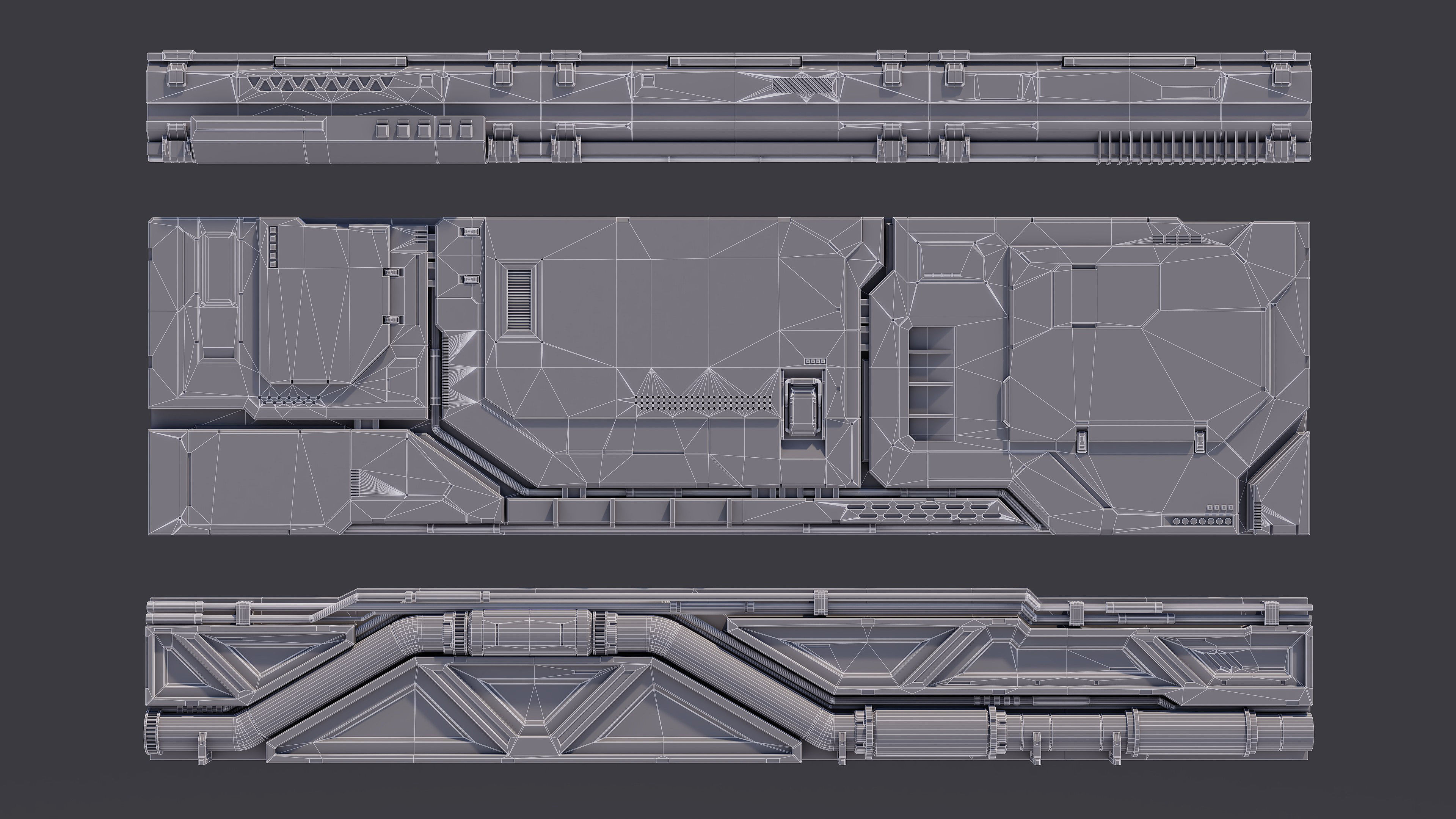 Sci-Fi Architecture Panels Kit Vol 02 Walls-PBR Low-poly 3D model_13