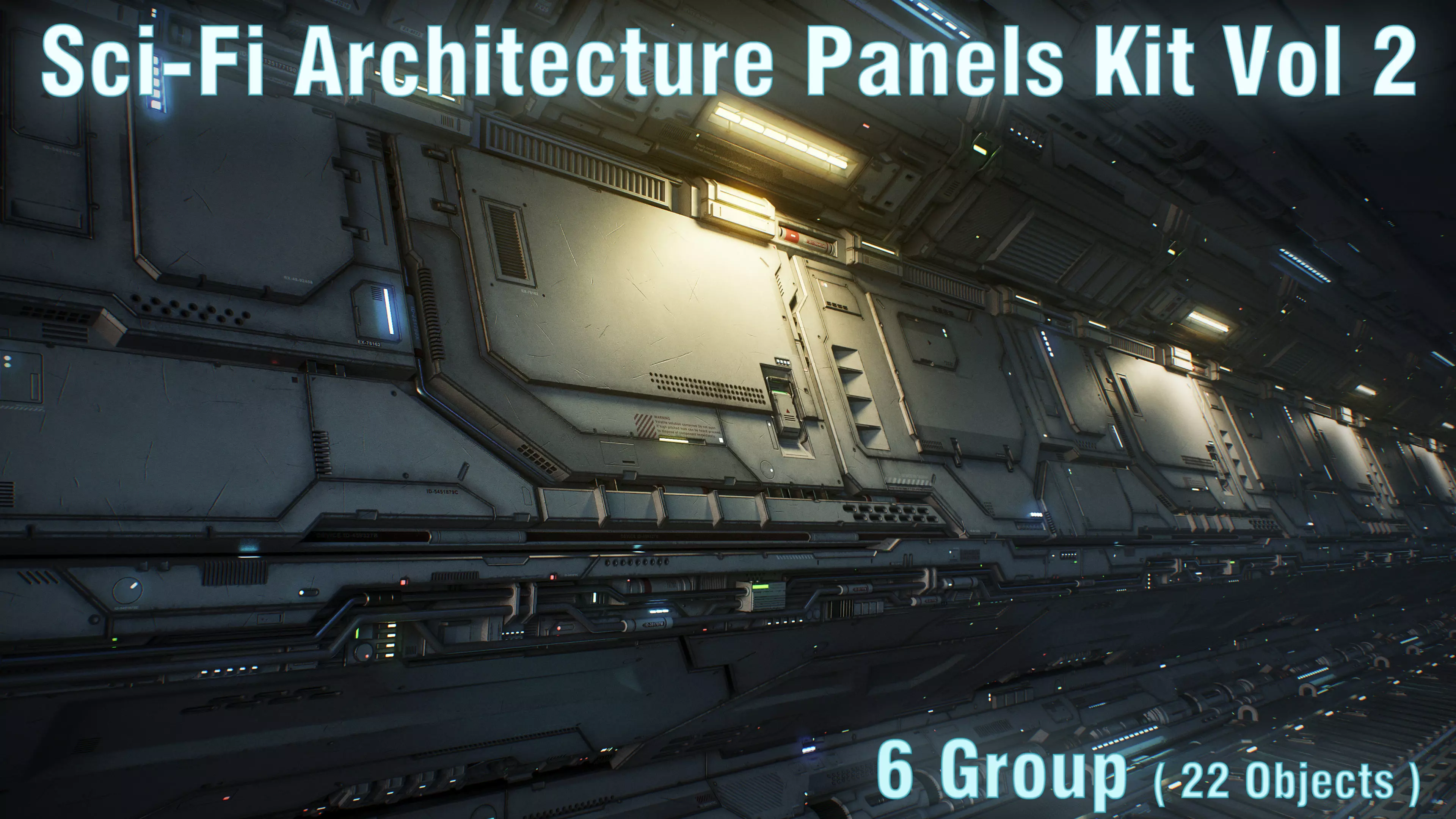 Sci-Fi Architecture Panels Kit Vol 02 Walls-PBR Low-poly 3D model_0