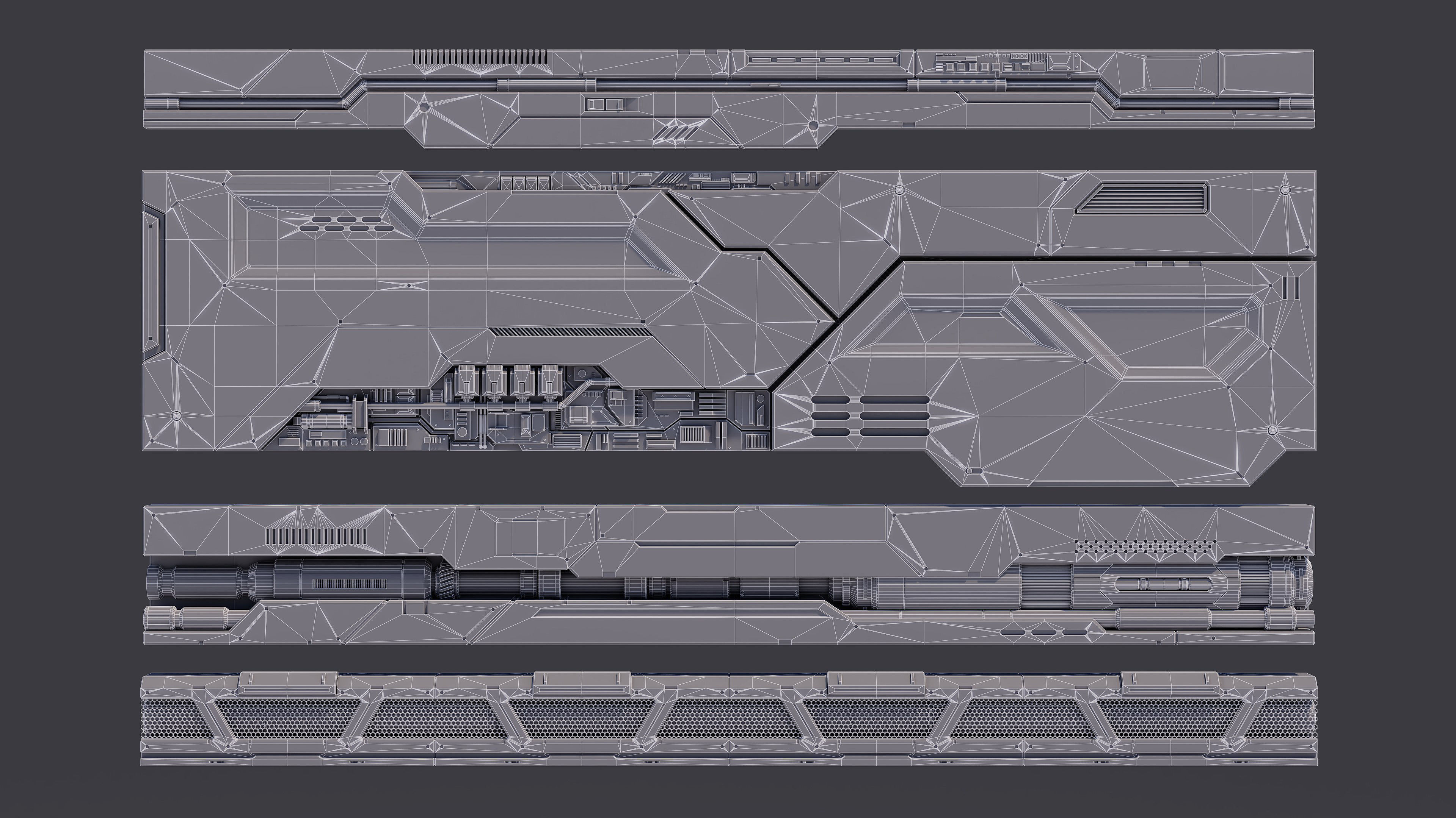 Sci-Fi Architecture Panels Kit Vol 02 Walls-PBR Low-poly 3D model_9