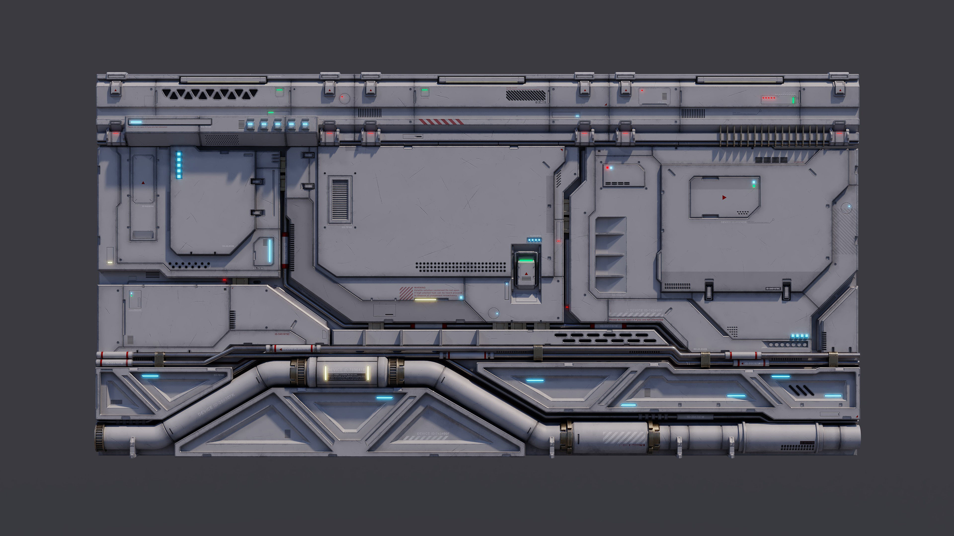Sci-Fi Architecture Panels Kit Vol 02 Walls-PBR Low-poly 3D model_12