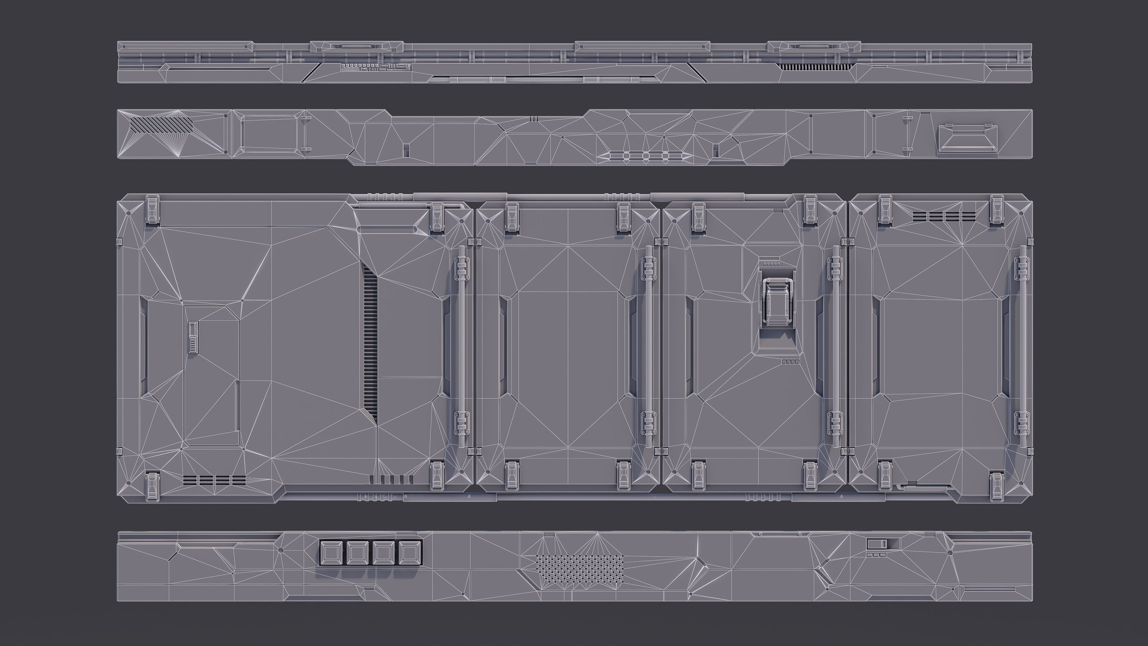 Sci-Fi Architecture Panels Kit Vol 02 Walls-PBR Low-poly 3D model_11