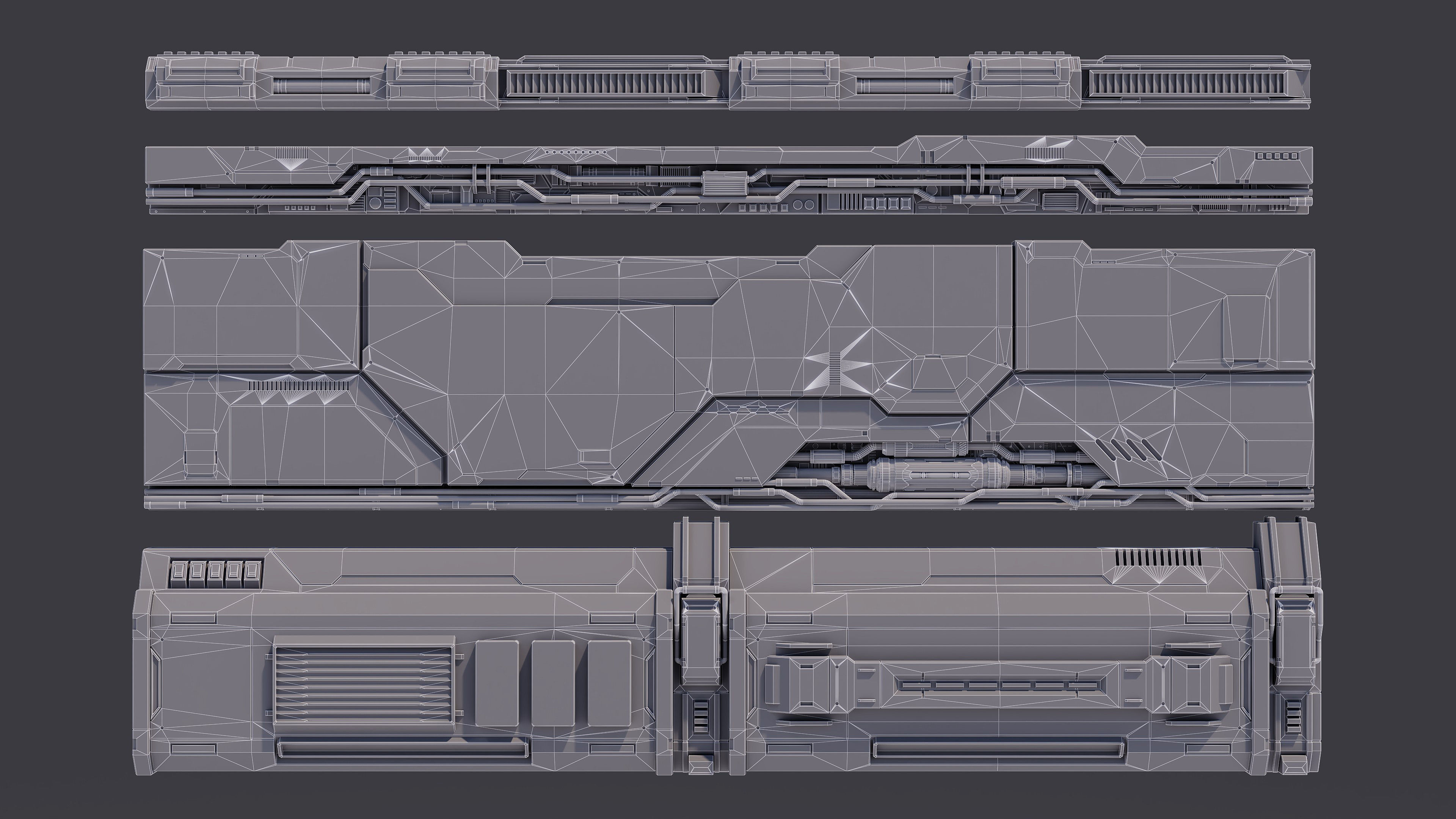 Sci-Fi Architecture Panels Kit Vol 02 Walls-PBR Low-poly 3D model_18