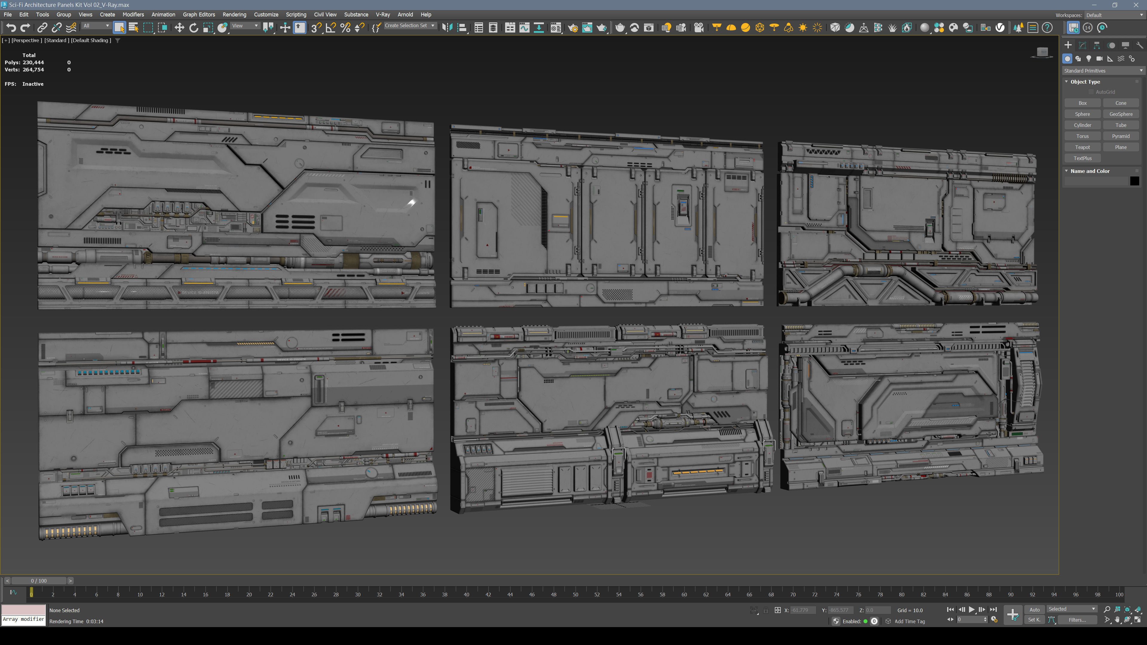 Sci-Fi Architecture Panels Kit Vol 02 Walls-PBR Low-poly 3D model_3