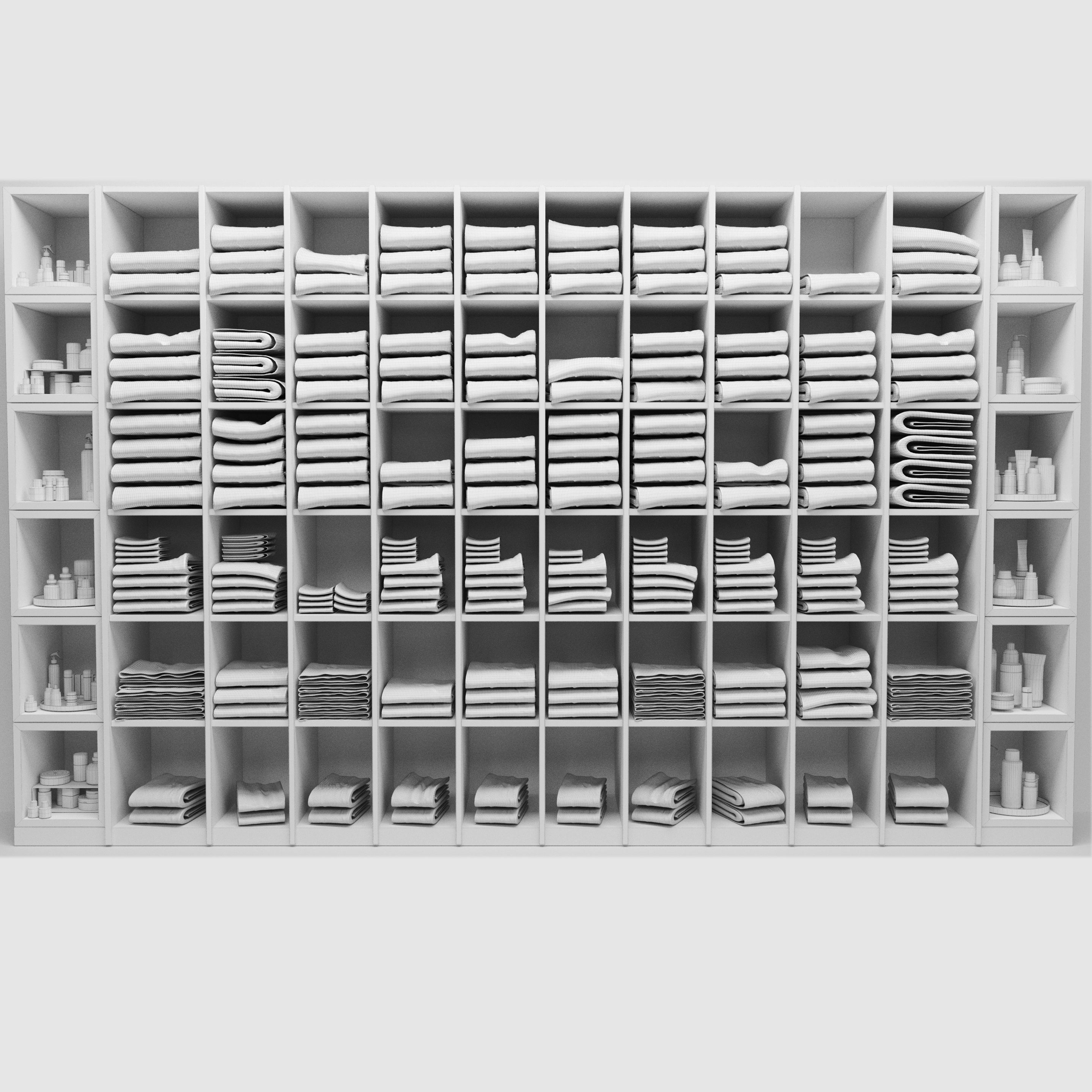 Showcase with bathroom set Towels 3D model_1