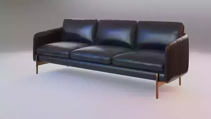 Hoxton Black Leather Sofa CB2