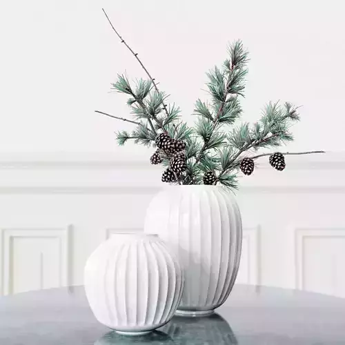 Vase set 1 vases with pine cones