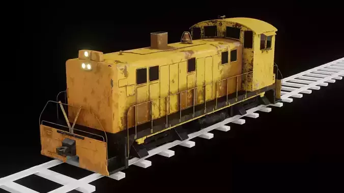 Locomotive old train engine Low-poly 3D model