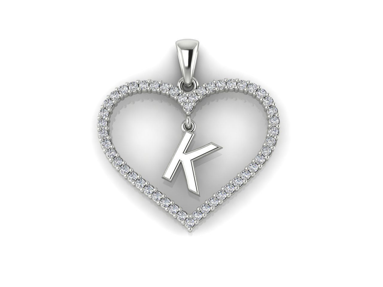 Heart Alphabet K 3D print model_8