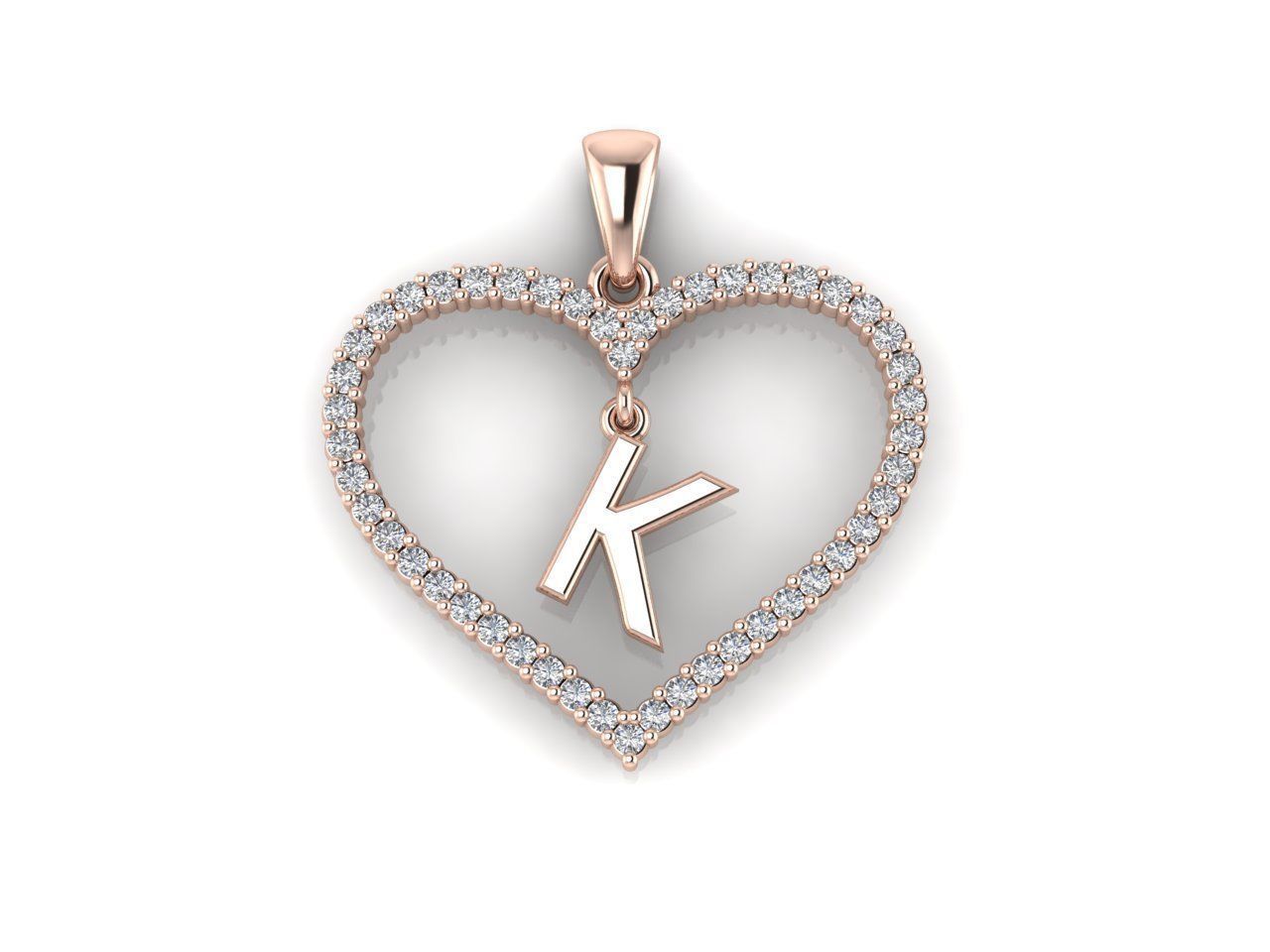 Heart Alphabet K 3D print model_7