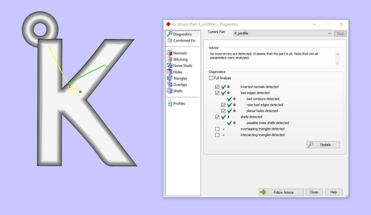 Heart Alphabet K 3D print model_12
