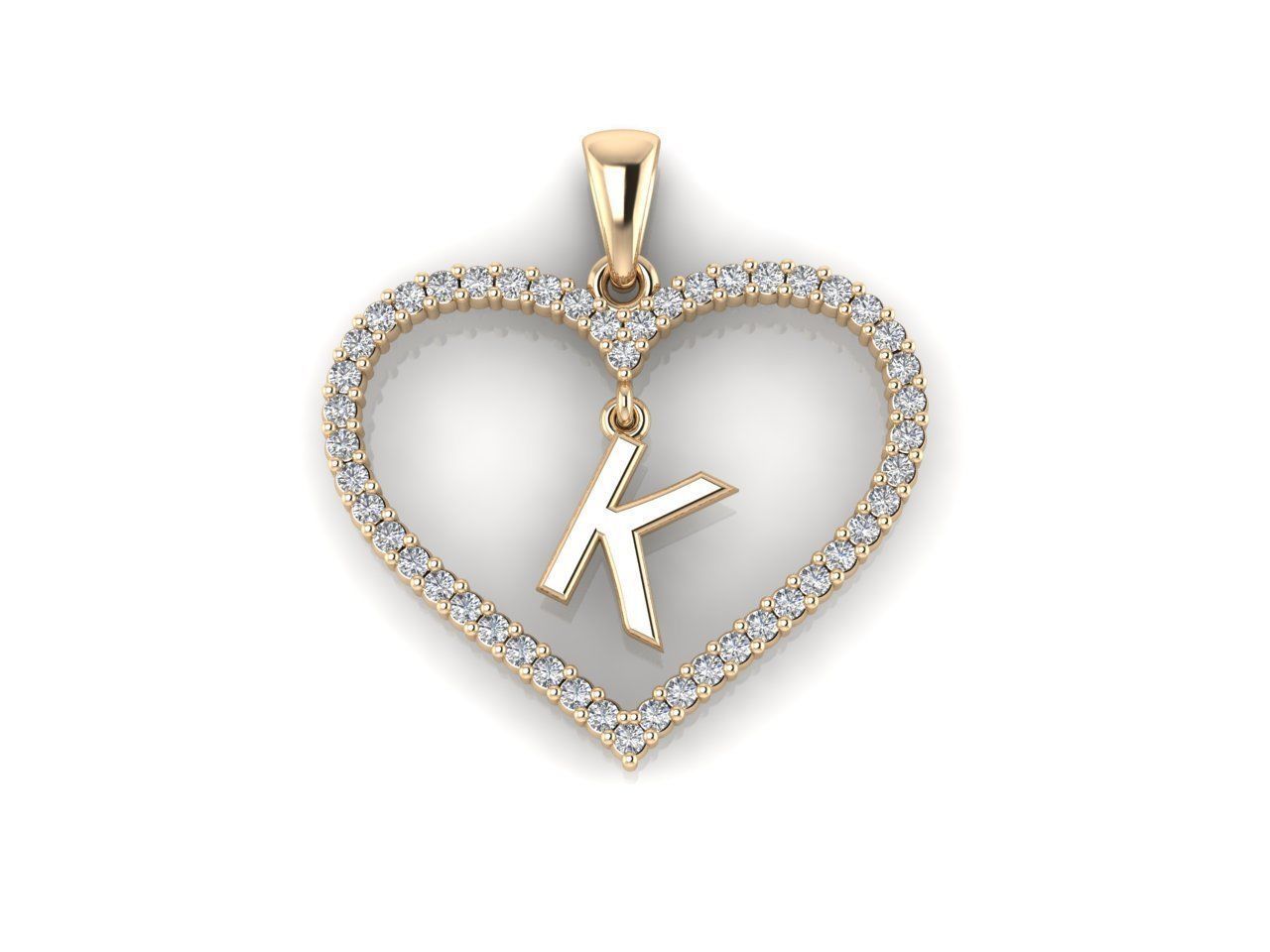 Heart Alphabet K 3D print model_6