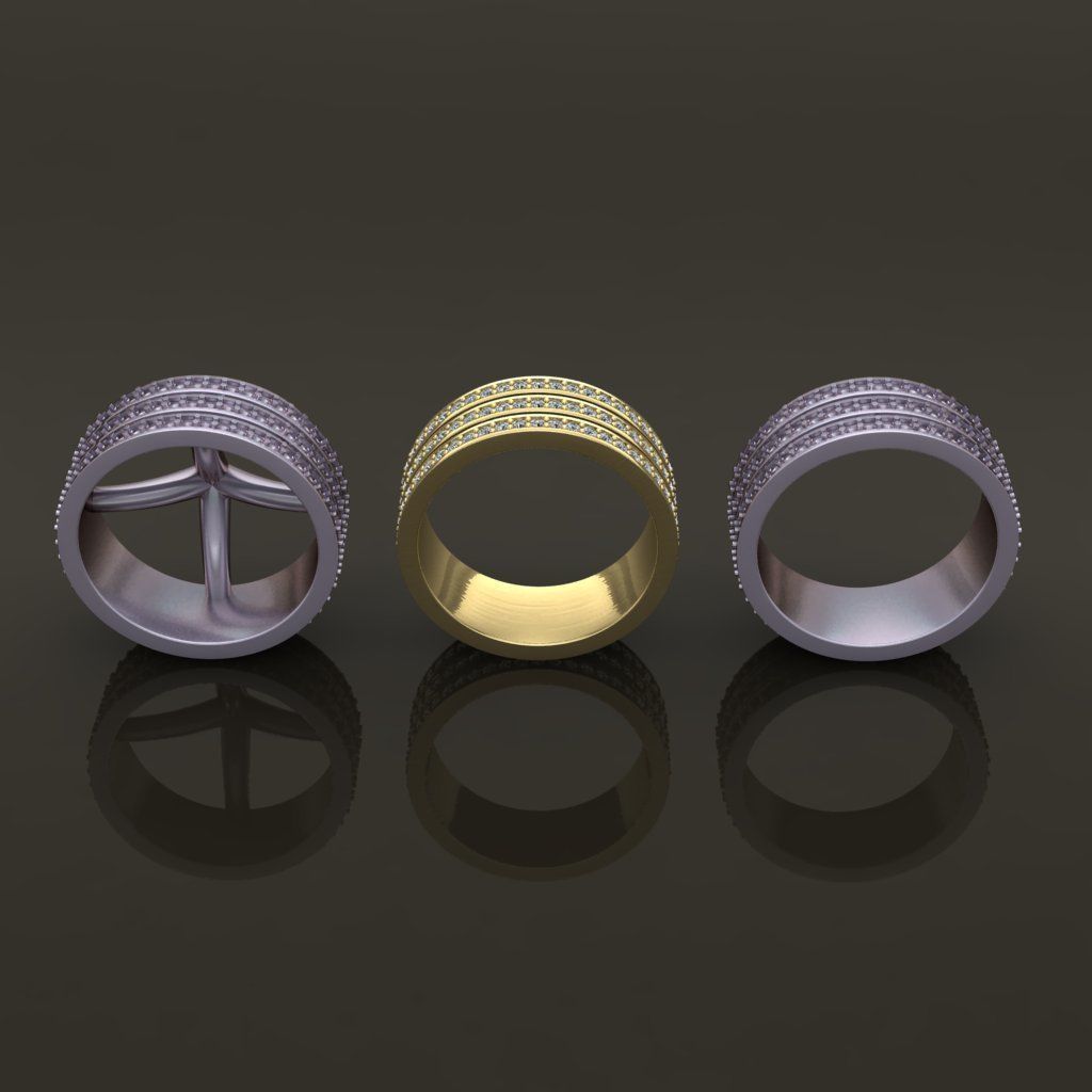 Triple Stack Diamond Infinity Band Mix Size 3D print model_3