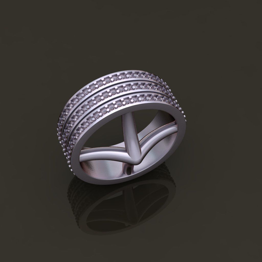 Triple Stack Diamond Infinity Band Mix Size 3D print model_6