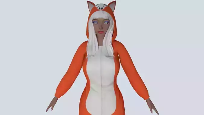Girl kigurumi fox Low-poly 3D model