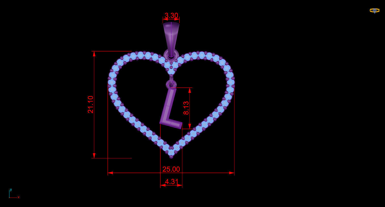 Heart Alphabet L 3D print model_9