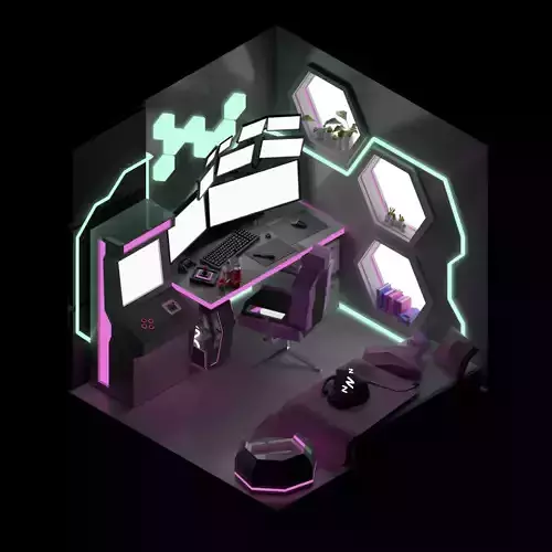 isometric interior cyberpunk