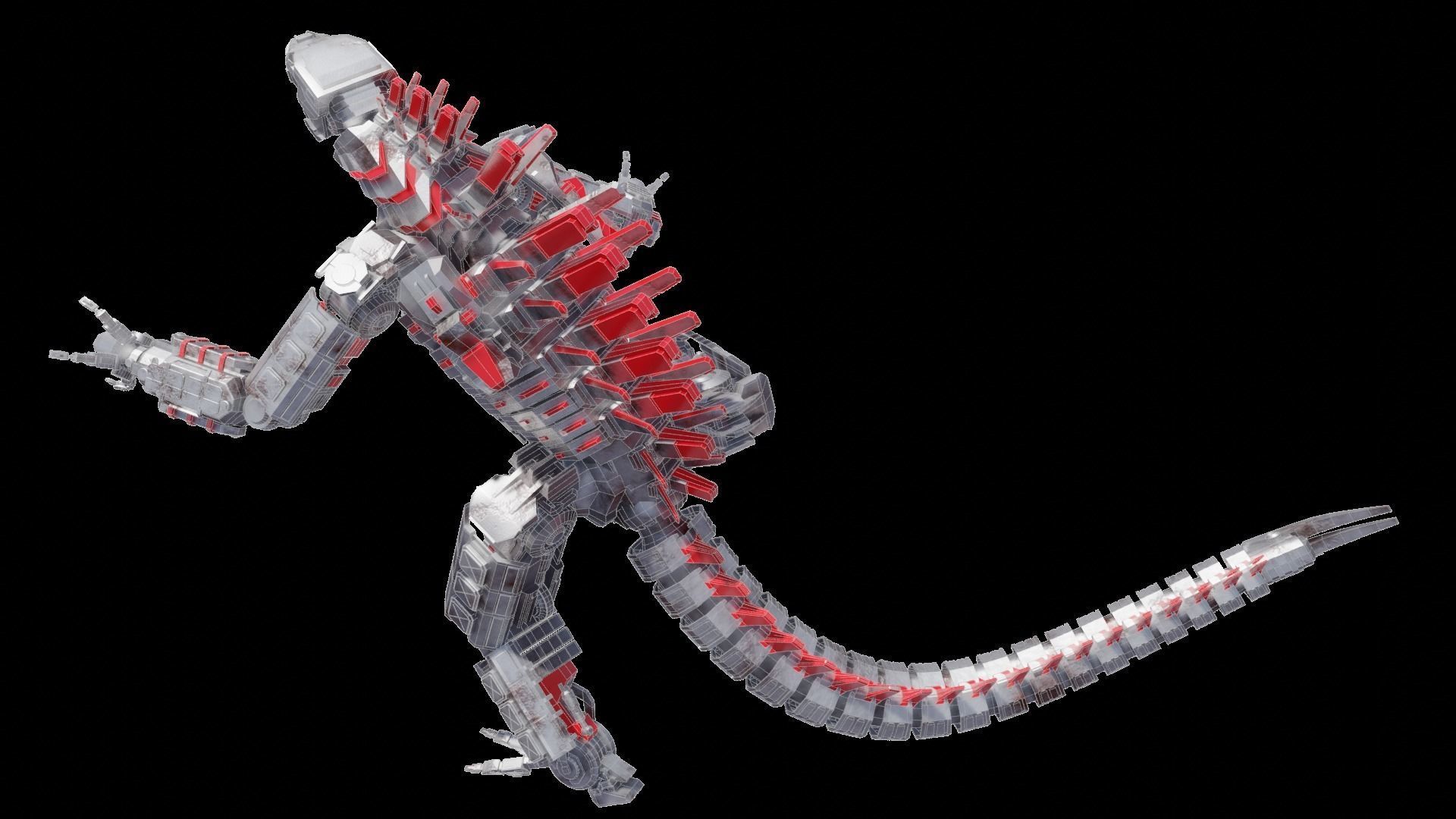 Mechagodzilla armored dinosaur 3D model_22