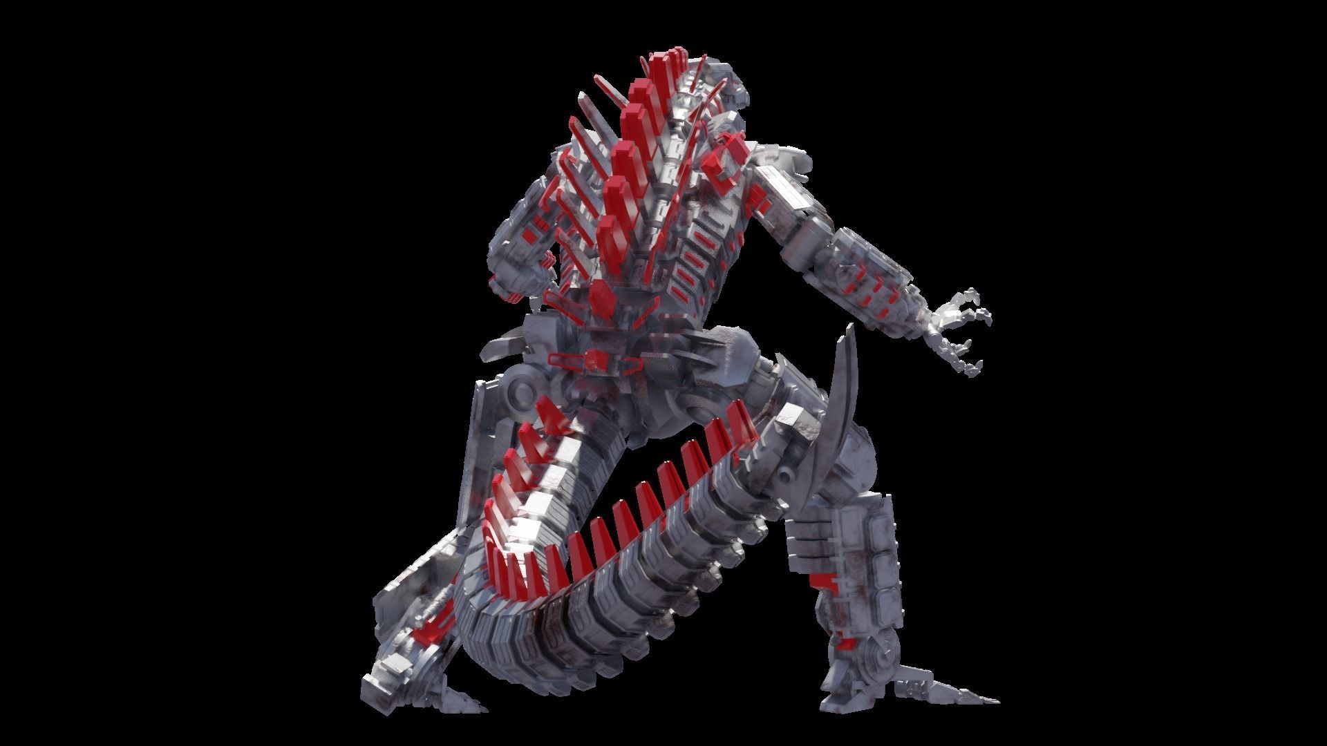 Mechagodzilla armored dinosaur 3D model_13